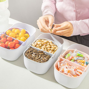 Boîte de rangement pour collations en plastique à double couche, rectangulaire, 2,0-3,0 L, écologique, organiseur de bonbons et de fruits pour la maison, à utiliser sur la table basse - Product Image 1