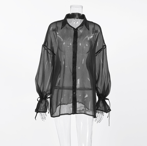Runwaylover 2678 durchsichtig 2024 Damen sexy Puffärmel-Bluse - Product Image 1