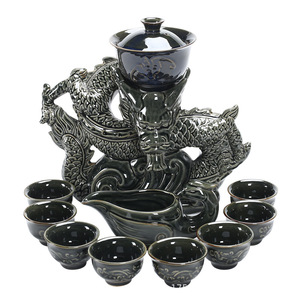 Nieuwe Black Dragon Ontwerp Goedkope Kungfu Porselein Chinese Thee Set Keramische