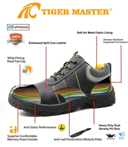 <span class=keywords><strong>Chaussures</strong></span> <span class=keywords><strong>de</strong></span> sécurité industrielles en cuir noir, coupe basse, antidérapantes, résistantes à l'huile et à l'eau, antistatiques, avec embout en acier et protection anti-perforation - Product Image 6