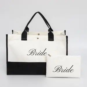 Borsa tote in tela per la sposa personalizzata team babe gift bags fettuccia addio al nubilato sposi presente borsa da sposa