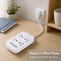 Multiprise de style britannique en gros avec interrupteur multi-prises standard européen en cuivre, 4 ports USB-A et 2 ports USB-C