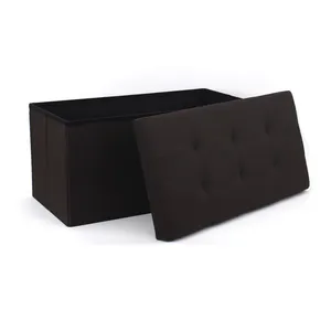 Customized modern home furniture faux linen folding ottoman storage stool with six eyes