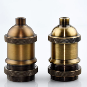 Tête de lampe suspendue rétro Edison, support de lampe rétro européen et américain, tête de lampe E27 en cuivre pur antique brun électroplaqué - Product Image 1