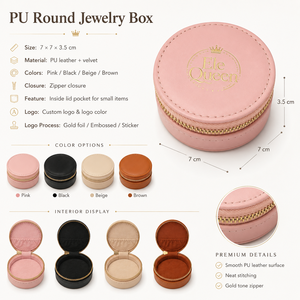 Custom Logo Round PU Leather <b>Jewelry</b> Bag Pouch Wholesale Eco-Friendly Gift Bag <b>Jewelry</b> Collection Wedding Favor Ring Storage - Product Image 4