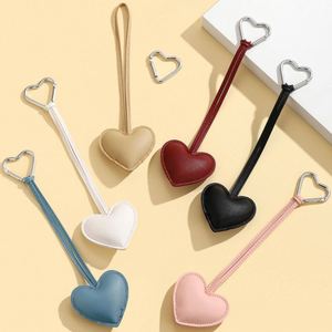 Cotton Filling Chubby Peach Heart Keychain Anti-loss Heart <b>Keyring</b> Leather Bag Pendant <b>Charm</b> Fashion Key Chains Bags Accessories - Product Image 2