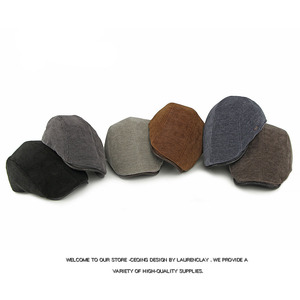 Béret en velours côtelé pour homme, printemps automne, épais et chaud, chapeau plat pour femme, casquette vintage décontractée, casquette de newsboy unisexe, mode à porter devant et derrière - Product Image 2