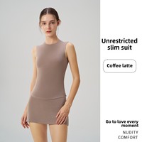 Set Olahraga Kasual Wanita Model Terbaru, Rok Tenis A-Line Bernapas, Celana Golf, Celana Pendek Motif Polos, Set Yoga