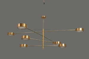 Lustre contemporain en laiton de style Mid-Century Modern, luminaire suspendu pour salle à manger, chambre à coucher, solution d'éclairage domestique - Product Image 5