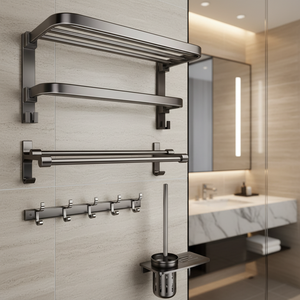 Modern 6-Piece Steel Wall-Mounted <b>Bath</b> <b>Hardware</b> <b>Set</b> Chrome-Finished Metal Towel Rack for Home Hotel Bathroom Accessory <b>Hardware</b> - Product Image 4