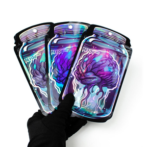 Emballage Sachets refermables en Mylar holographique Aluminium Anti-odeur Plastique Personnalisé 3,5g Sachet alimentaire debout Scellé à la chaleur LDPE Couleur - Product Image 1