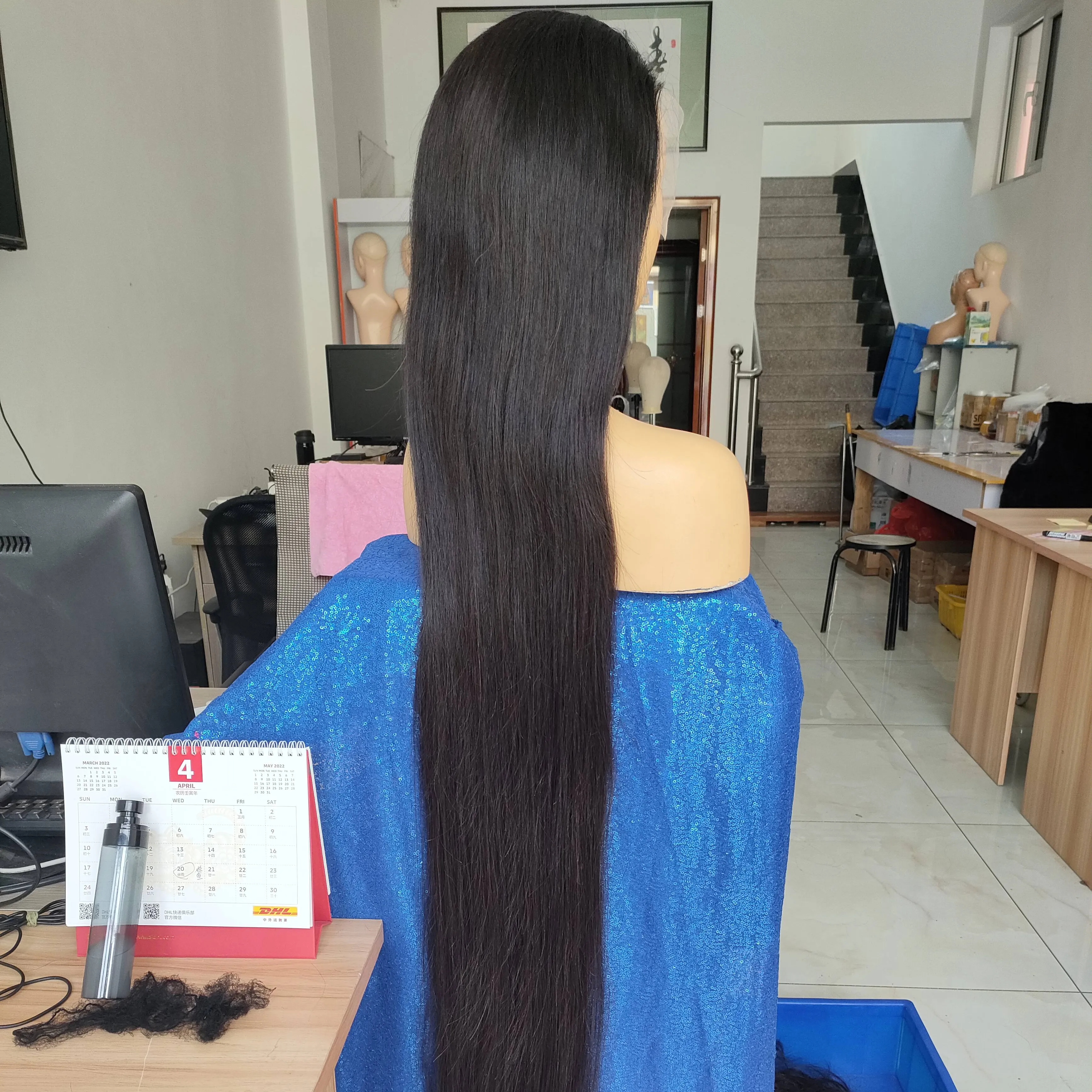 Amara en iyi 40-50 inç brezilyalı saç örgü paket doğal renk düz 50 uzun saç postişi tam dantel ön peruk stokta