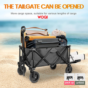 WOQI Katlanabilir Mini El Arabası Ağır Hizmet Tipi Paslanmaz Çelik Dış Mekan Arabası Döner Tekerlekli Bahçe İşleri Market Alışverişi OEM - Product Image 4