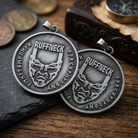 Pendentif pièce commémorative en alliage métallique plaqué argent antique avec logo en relief personnalisé pour accessoires de style Hip-Hop