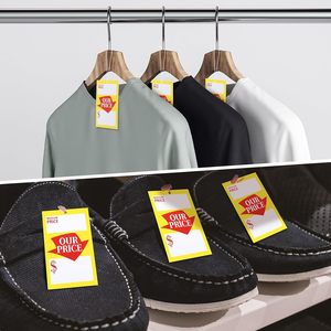 Sayglossy 500 Pcs Plakpapier Prijskaartjes Met <span class=keywords><strong>String</strong></span> Bevestigd 3.25X5 Rechthoekig Rood/Geel/Wit Voor Retail-En Kledinggebruik - Product Image 4