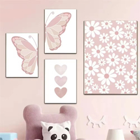 Décoration de chambre d'enfants nuage lune mur Art impression photo pépinière affiche rose soleil arc-en-ciel papillon affiche toile peinture