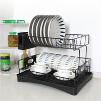 Venta al por mayor directa de fábrica: Escurridor de platos de 2 niveles con bandeja de drenaje para encimera de cocina, OEM/ODM para almacenamiento en cocina