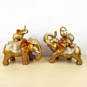 Lüks altın iyi şanslar fil ev ofis dekor 2 adet Elefante Dorado Para El Hogar avrupa küçük filler hayvan heykelleri
