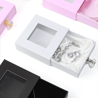 Tiroir en papier Boîtes d'emballage pour bijoux avec poignée en cristal Boîte à bijoux pour collier Tiroir cadeau Carton imprimé rose