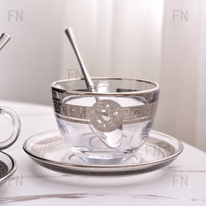 Juego de Tazas y Platos de Cristal de Alta Calidad al por Mayor, Juego de Tazas y Platos para Té de la Tarde, Boda, Café, Juego de 6 Piezas - Product Image 3