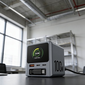 Nuovo Arrivo: Caricatore da Muro Multi-Porta 100W GaN PD con Cavo Retrattile Integrato per Ufficio <span class=keywords><strong>e</strong></span> Viaggi - Product Image 2