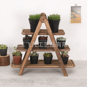 Plateau à trois niveaux en bois d'acacia 34,2 cm, plateau de service pour restaurant, pour la présentation de gâteaux et de desserts - Product Image 2