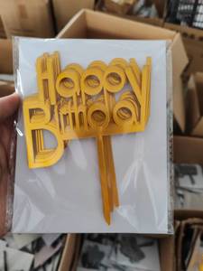Confezione da 10 pezzi di buon compleanno in acrilico cake topper disegni diversi a cerchio tondo a forma di stella fiore a forma di diamante - Product Image 2