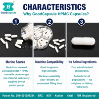 Capsules vides en HPMC d'algues végétales en vrac, taille 00 # ,0 # ,1 # ,2 # ,3 #   Capsule végane personnalisée en couleur, capsule adaptée aux végétaliens