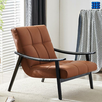 AUXFORD – chaise de salon minimaliste en cuir, tissu de salon en bois massif de styliste, accoudoir unique, chaise confortable