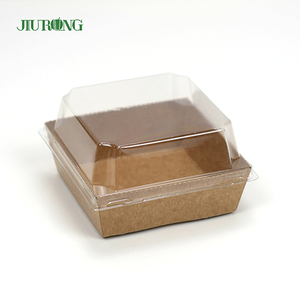 Brown Kraft Paper Mini Sushi Padaria Cookie Cupcake Recipiente com tampa clara para frutas e alimentos Display - Product Image 2