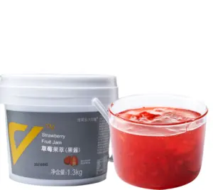 Fruit Juice Syrup Manufacturer High Quality 1.3KG Fresh Concentrated Strawberry Juice High Fruit Sugar Yellow Daily Soft Drink