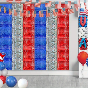 Panneau mural carré à paillettes scintillantes pour le 4 juillet et la Saint-Valentin, 30x30cm, rouge, argent, bleu, pour le Jour de l'Indépendance et le Jour commémoratif - Product Image 3