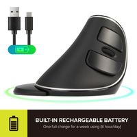 DELUX M618PD Souris verticale ergonomique sans fil 2,4 GHz 4000 DPI rechargeable 6 boutons pour PC portable