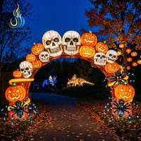 Arche géante d'Halloween en forme de citrouille, de crâne en sucre et de chauve-souris, lanterne de festival pour décorations d'événements du Jour des Morts