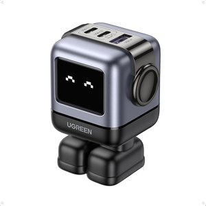 Chargeur USB-C UGREEN <span class=keywords><strong>Uno</strong></span> 65W, bloc chargeur rapide GaN 3 ports avec écran, cadeaux amusants pour robots, compatible iPhone MacBook Pro/Air/Neo Galaxy - Product Image 1