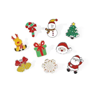 New Christmas Badges Design Custom Enamel Pin Christmas Tree Snowman Lapel Pin Bell Reindeer Candy Socks Santa Metal Brooch