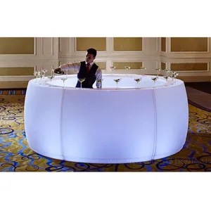 Mobile portable bar furniture table white awesome plastic glow illuminated movable led bar counter