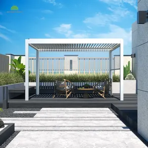 luxury outdoor patio pergola 100% waterproof pergola leisure garden motorized