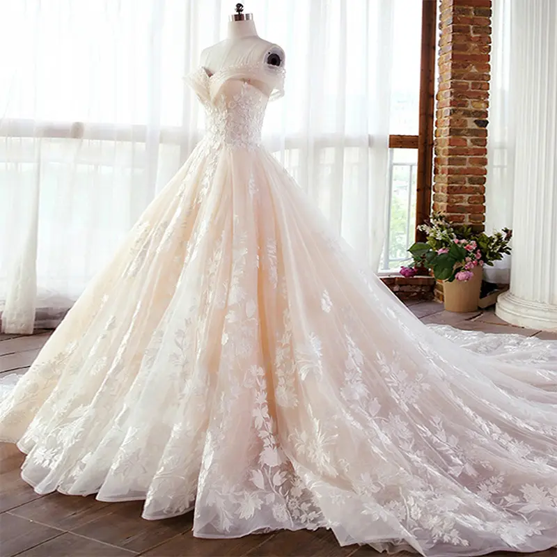 New style One-shoulder weeding dress custom made elegant wedding dresses white sexy tail princess dress