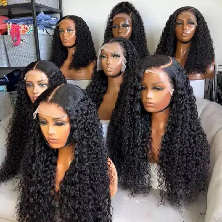 100% Brazilian Virgin Glueless Raw Hair Lace Frontal Wigs for Black Women Curly HD Single Knot Lace Front Human Hair Wig