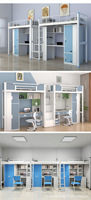 Lit et bureau combinés en acier épaissi sur mesure pour dortoirs universitaires, appartements, chambres à coucher, design moderne pour usage scolaire