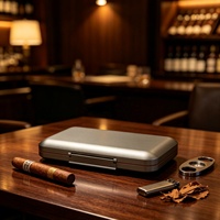 Étui à cigares portable en alliage d'aluminium argenté, humidor de voyage étanche, boîte de rangement pour cigares