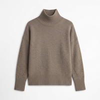 Pull col roulé sur mesure pour femme 100 % pure laine, tricoté sur mesure, coupe oversize à épaules tombantes, élégant, épais et chaud pour l'hiver