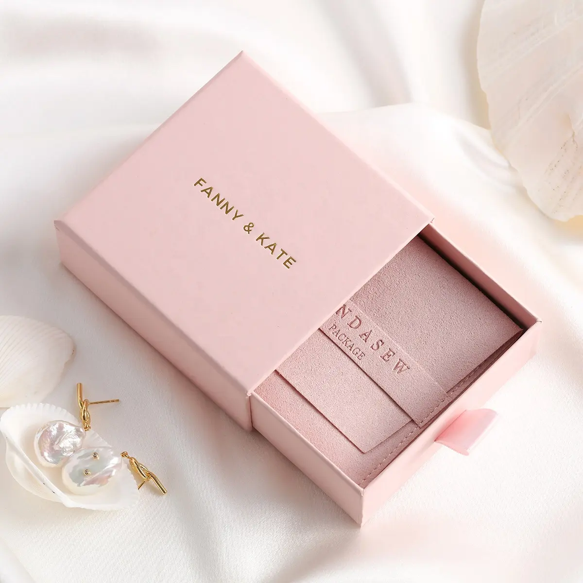 Розовая бумажная шкатулка для ювелирных изделий PandaSew с индивидуальным дизайном для ожерелья, браслета, кольца