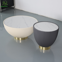 Maison de luxe Foshan ensemble de table centrale Table basse en cuir minimaliste ensemble de tables basses rondes de style moderne pour le salon