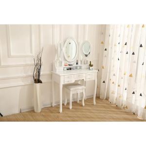 Camera da letto in legno massello comò Europa stile di <span class=keywords><strong>trucco</strong></span> bianco tavolo con sgabello - Product Image 3