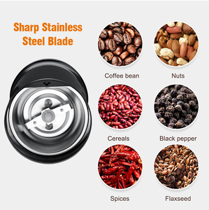 <span class=keywords><strong>Moulin</strong></span> <span class=keywords><strong>à</strong></span> <span class=keywords><strong>café</strong></span> électrique automatique pour usage domestique avec lames en acier inoxydable pour grains, épices, noix - Prise en charge de la langue française - Product Image 2