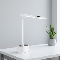 Lampe de table LED pliable à commande tactile, intensité réglable, 3 températures de couleur, lumière de lecture protectrice pour les yeux avec horloge, chargement USB, pour salle d'étude