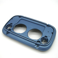 Boîtier de haut-parleur en aluminium moulé sous pression usiné sur mesure par CNC, boîtier extérieur pour équipement audio en métal mat bleu pulvérisé avec trous pour boutons