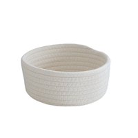 Panier de rangement en corde de coton tissé à la main, panier cadeau en corde de coton naturelle, forme ronde, petit panier